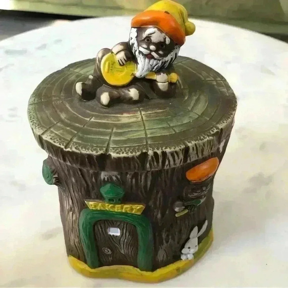 Made  in Japan vintage pottery ceramic woodlands creature cookie jar - Picture 1 of 11